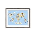 Picture of Animals Map Light Blue _GroupedProduct_Rectangle_Landscape_Framed_Matted_
