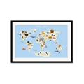 Picture of Animals Map Light Blue _GroupedProduct_Rectangle_Landscape_Framed_Matted_