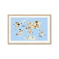 Picture of Animals Map Light Blue _GroupedProduct_Rectangle_Landscape_Framed_Matted_