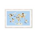 Picture of Animals Map Light Blue _GroupedProduct_Rectangle_Landscape_Framed_Matted_