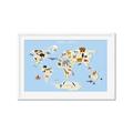Picture of Animals Map Light Blue _GroupedProduct_Rectangle_Landscape_Framed_Matted_