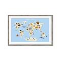 Picture of Animals Map Light Blue _GroupedProduct_Rectangle_Landscape_Framed_Matted_