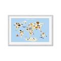 Picture of Animals Map Light Blue _GroupedProduct_Rectangle_Landscape_Framed_Matted_