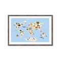 Picture of Animals Map Light Blue _GroupedProduct_Rectangle_Landscape_Framed_Matted_
