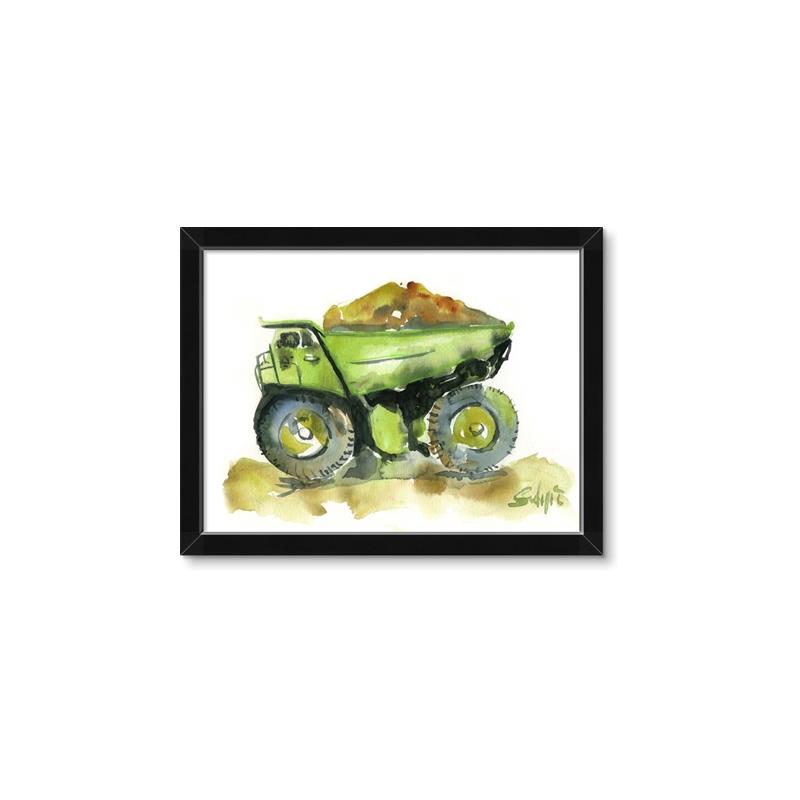 Picture of Green Dump Truck  _GroupedProduct_Rectangle_Landscape_Mini_ _GroupedProduct_Rectangle_Landscape_Framed_Matted_