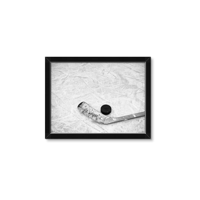 Picture of Ice Hockey stick and puck _GroupedProduct_Rectangle_Landscape_Mini_ _GroupedProduct_Rectangle_Landscape_Framed_Matted_
