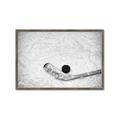 Picture of Ice Hockey stick and puck _GroupedProduct_Rectangle_Landscape_Mini_ _GroupedProduct_Rectangle_Landscape_Framed_Matted_