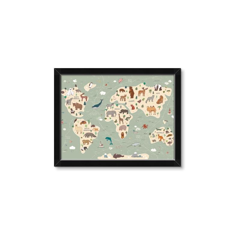 Picture of Animal Map _GroupedProduct_Rectangle_Landscape_Framed_Matted_