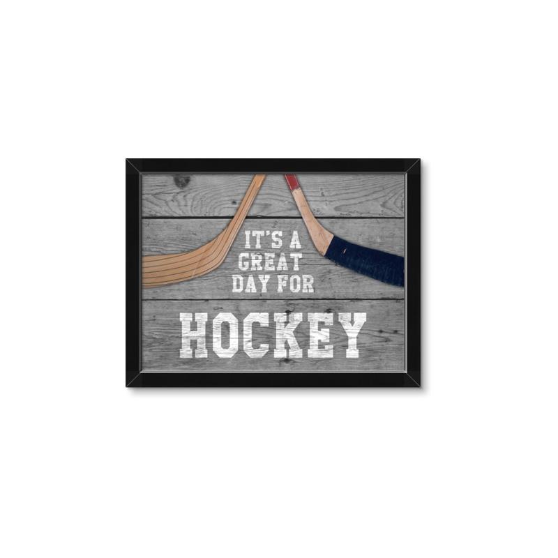 Picture of Great Day for Hockey on Wood _GroupedProduct_Rectangle_Landscape_Mini_ _GroupedProduct_Rectangle_Landscape_Framed_Matted_