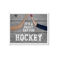 Picture of Great Day for Hockey on Wood _GroupedProduct_Rectangle_Landscape_Mini_ _GroupedProduct_Rectangle_Landscape_Framed_Matted_