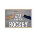 Picture of Great Day for Hockey on Wood _GroupedProduct_Rectangle_Landscape_Mini_ _GroupedProduct_Rectangle_Landscape_Framed_Matted_