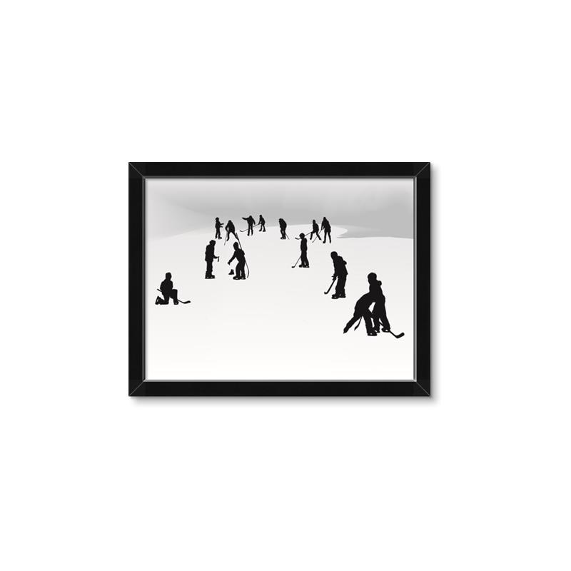 Picture of Kids Playing Hockey Outdoors _GroupedProduct_Rectangle_Landscape_Mini_ _GroupedProduct_Rectangle_Landscape_Framed_Matted_
