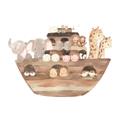 Picture of Watercolor Noahs Ark _GroupedProduct_Square_Mini_ _GroupedProduct_Square_Unframed_Print_Only_