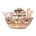 Picture of Watercolor Noahs Ark _GroupedProduct_Square_Mini_ _GroupedProduct_Square_Unframed_Print_Only_