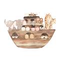 Picture of Watercolor Noahs Ark _GroupedProduct_Square_Mini_ _GroupedProduct_Square_Unframed_Print_Only_