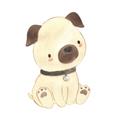 Picture of Watercolor Pug _GroupedProduct_Square_Mini_ _GroupedProduct_Square_Unframed_Print_Only_