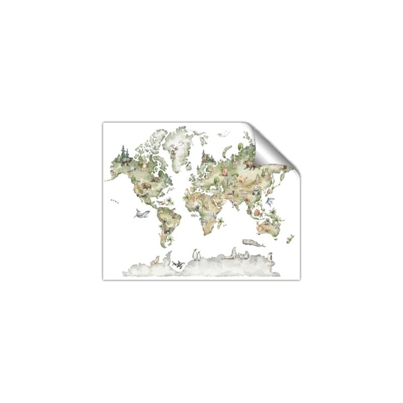 Picture of World Map with Animals CC _GroupedProduct_Rectangle_Landscape_Mini_ _GroupedProduct_Rectangle_Landscape_Unframed_Print_Only_