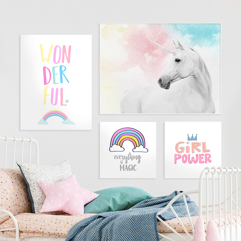 Unicorn-rainbows-girls-room-power-pink-magic-wonderful-bedroom-crown