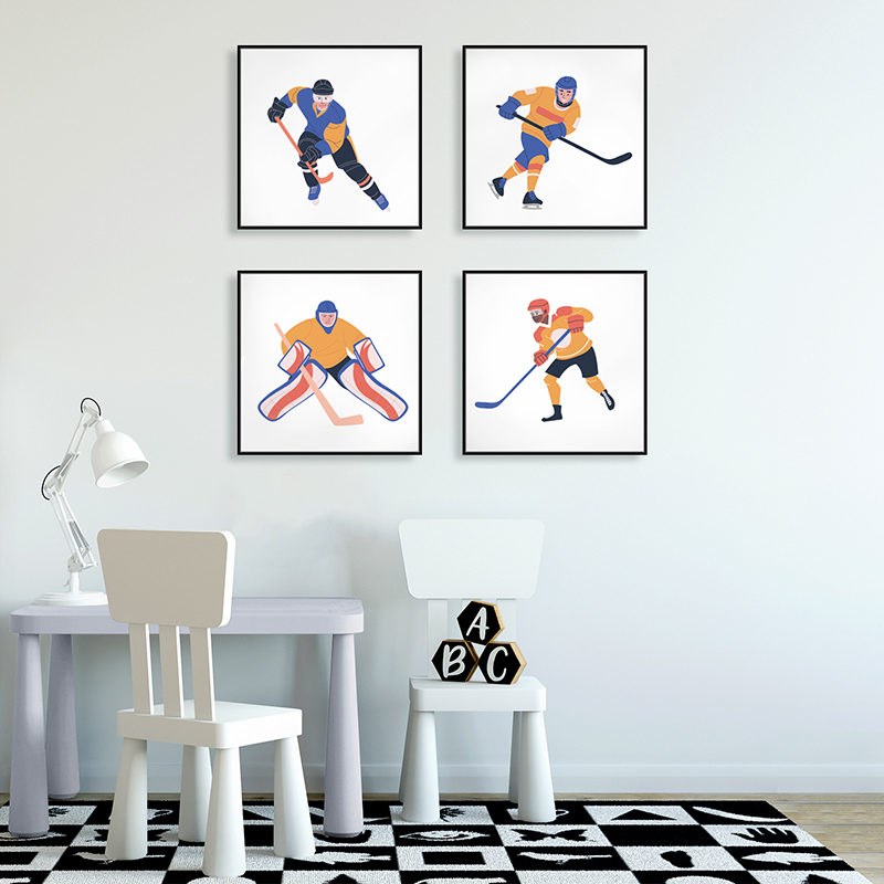 Hockey-playroom-boys-room-player-team-goalie -art-sports